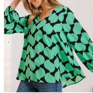 Ces Femme V-Neck Balloon Sleeve Blouse